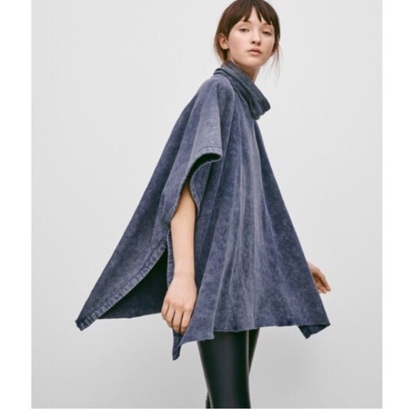 NEW RARE Aritzia Wilfred Oversized XS Berenson Poncho/Cape In Washed Blue - Picture 6 of 15